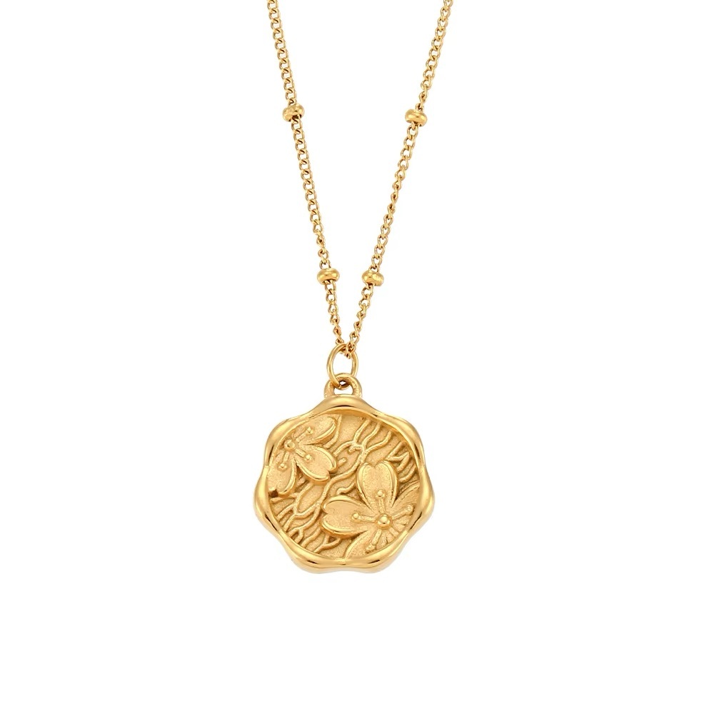 18K Gold Plated Floral Pendant Necklace*Flower*Vintage Art Inspired*Dainty*YB